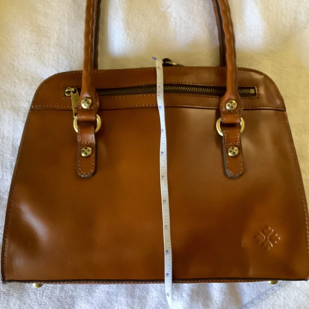 Patricia Nash Calvi Leather Satchel Crossbody Tan